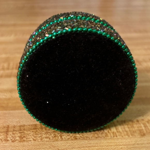 Green and Jewel Toned Beaded and Clear Rhinestone Reindeer Gift Box Small - Picture 8 of 9